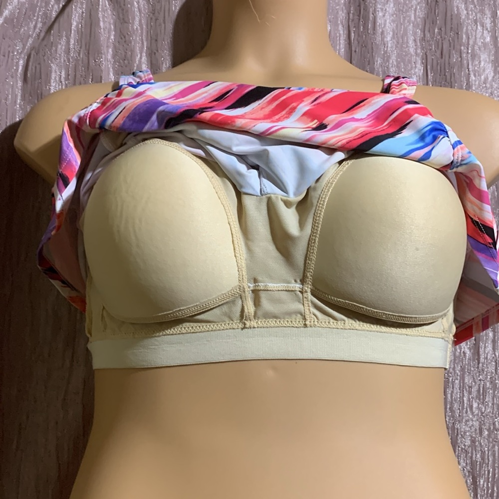 Swimsuits For All Multicolor Striped Swim Top - Picture 12 of 16